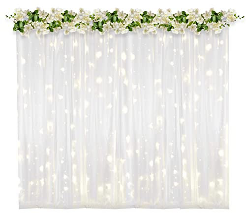 XJYMCOM White Ice Silk Backdrop Curtains - 2x2m Detachable Photography Stage Wedding Party Backdrop