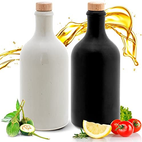 Kaminfix Essig & Öl Spender - Flasche mit Ausgießer, 2er Geschenkset für Feinschmecker handgefertigt und einzigartig im Design Made in Germany authentisch chic und zeitlos (2x 500ml, schwarz/weiß)