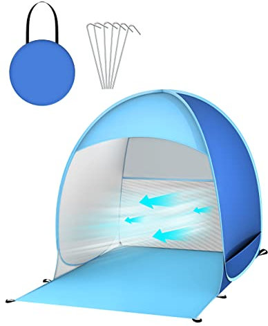 Tente de plage pop-up portable pour enfants de 2 à 3 personnes, protection UV 50+, tente instantanée automatique pour bébé, tente de camping en plein air pour plage, pique-nique, jardin (bleu)