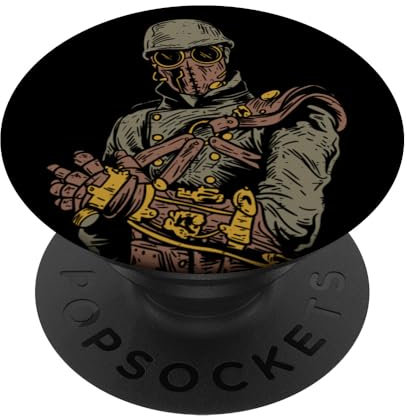 Dystopie Soldat Goggles halber mechanischer Arm Steampunk PopSockets mit austauschbarem PopGrip