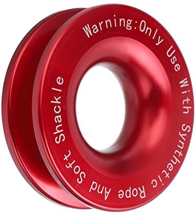 Akozon Winch Recovery Ring, 41000lbs Aluminium Winch Snatch Recovery Ring für 7/16 Zoll 1/2 Zoll Weichen Schäkel mit 3/16 Zoll 1/4 Zoll 3/8 Zoll Seil(Rot)