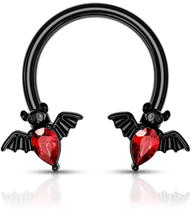Melighting 16G Hufeisen Septum Ringe Halloween Fledermaus Daith Ohrringe 316L Chirurgenstahl Helix Piercings Schmuck Nase Septum Piercings Conch Ohrringe Daith Schmuck, Edelstahl, Stahl