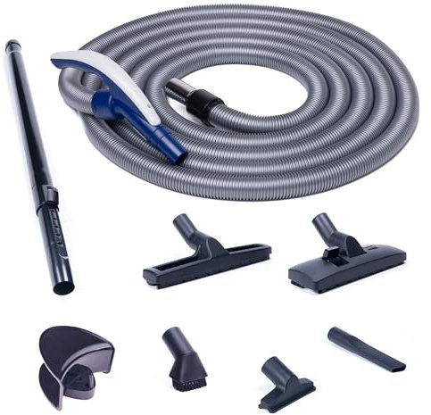 Set Tubo Flessibile e Kit Accessori per Aspirapolvere Centralizzato compatibile con Aertecnica Tubò, Sistem Air, Duovac, General D'Aspirazione GDA - Senza interruttore ON/OFF (12 metri)