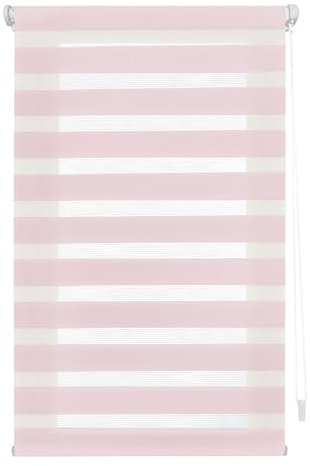 ECOMMERC3 Doppelrollo Nacht und Tag ohne Bohren Größe 140x180 - Easyfix Rollo OHNE Werkzeuge Stoffgröße 137x175 - Doppelrollo Nacht und Tag Rosa