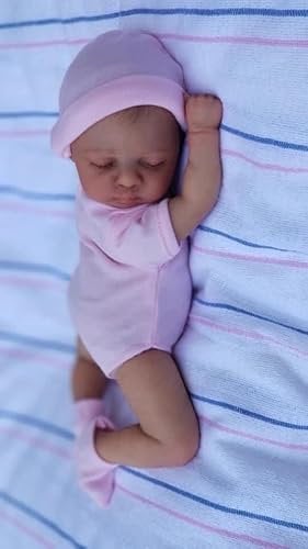 RXDOLL Mini Reborn Baby Dolls Girl Age 3+ 10 Inch Realistic Small Newborn Doll Eyes Closed Lifelike Tiny Silicone Baby That Look Real Cloth Body Vinyl Handmade Baby Doll Toys