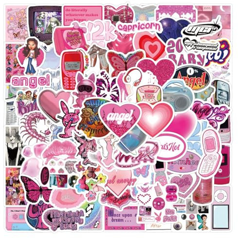 Bric dodo 100Pcs Y2k Retro Graffiti Stickers Laptop Car Skateboard Suitcase Luggage Bike Cool 2000s Cartoon Waterproof Aesthetic Personalised Stickers for Teens Boys Girls Adults