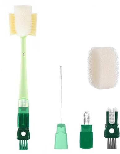 5-in-1 Multifunktions Reinigungsbürste bürste für gläser Schwamm mit Stiel Poröser Schwammkopf Starkes Aufnahmevermögen geeignet für Karaffen Wasserflaschen Flaschen Tassen Schüsseln Teller, 4er-Set