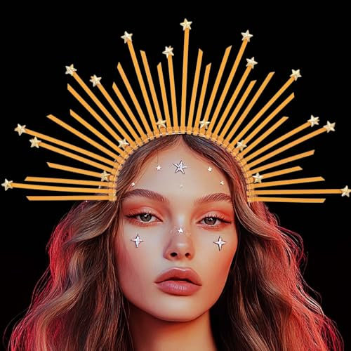 Reaky Serre-tête avec auréole étoilée, auréole dorée, accessoire de cheveux pour femme