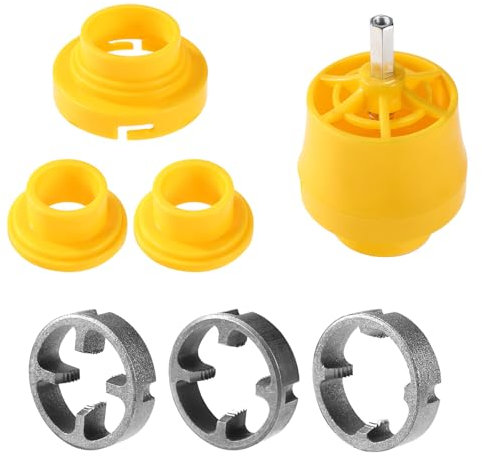 7pz Utensili per Filettare in PVC per Trapano Elettrico, Include 3pz Filiere 1pz Alloggiamento per Filiere 2pz Fibbie per Tubi Guida 1pz Copertura per Alloggiamento per Filiere