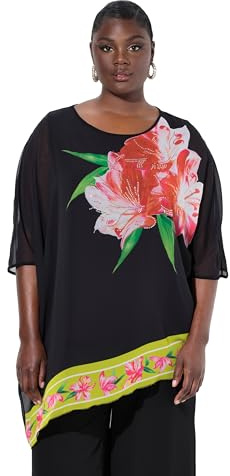 Ulla Popken Damen Longtunika schwarz 50+