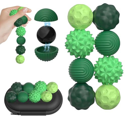 8 Stück Magnetische Fidget Toys, Magnetische Sensorik Bälle, Anti-Stress Spielzeug aus Silikon, Magnetische Anziehungskraft Stress Bälle mit Silikonhülle, Tisch-Magnetspiel für Familien (Grün)