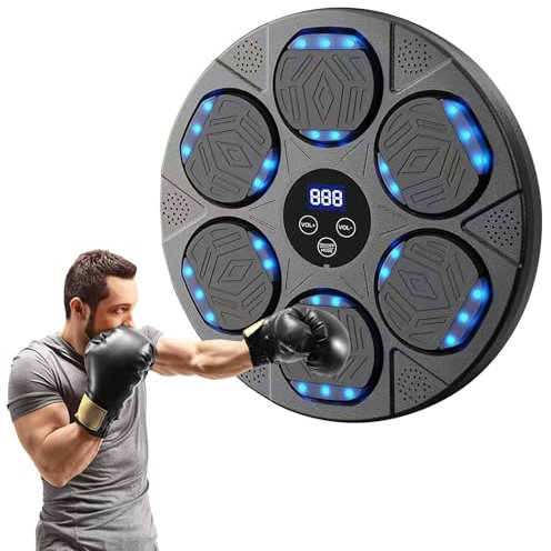 Swetfela Music Boxing Machine,Elektronische Musik Boxing Machine mit Boxhandschuhen,9 Geschwindigkeitsmodi Musik Boxmaschine Bluetooth,LED Wandmontiertes Boxziel Für Erwachsene und Kinder Exercise