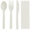 Set 3 Posate biodegradabili Tris forchetta Coltello Cucchiaio tovagliolo 2 veli stoviglie bio Eco Friendly Riutilizzabili (50)