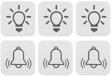 VGOL 40 Stück Transparente Schalteraufkleber-Set Glockenaufkleber Lichtsymbolaufkleber 14 X 14 Mm für Schalter Im Außen- Und Innenbereich