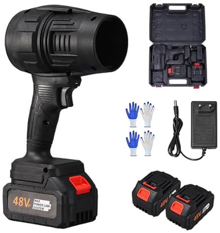 Leaf Blower Cordless with 48V*2 Pcs Batteries, Handheld Turbo Jet Blower, Mini Jet Turbo Fan, Portable Dust Cleaner for Patio, Lawn, Dust & Debris Cleaning(Black)