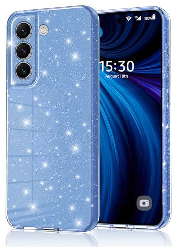 Eherui Handyhülle für Samsung Galaxy S22 5G Glitzer, Silikon TPU Anti-Fingerabdruck Hülle,Stoßfeste Schutz Case Dünn Kratzfest und Absturzsicherung Schutzhülle für Samsung S22,Blau