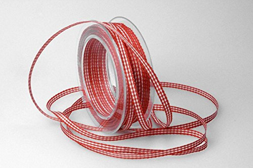 Christa-Bänder Karoband Landhauskarobändchen Rot ohne Draht 6mm