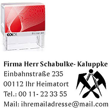 Stempel Firmenstempel Dachdecker - Automatikstempel mit Zunft Motiv - ca. 56 x 22 mm