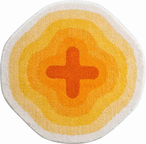 Grund KARIM RASHID Exklusiver Designer Badteppich 100% Polyacryl, ultra soft, rutschfest, ÖKO-TEX-zertifiziert, 5 Jahre Garantie, KARIM 03, Badematte 90 cm rund, gelb