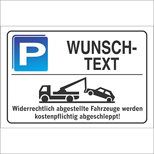 Indigos UG - Parkplatzschild personalisiert mit Wunschtext - Aluverbundplatte ab 30x20 cm - Schilder selbst gestalten für Garage, Hotel, Schule, Parkplatz oder Firma mit Kennzeichen und Name