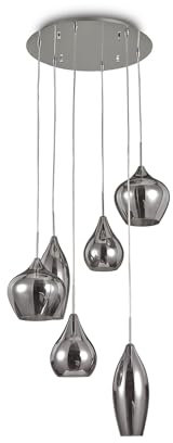 Ideal Lux Soft - 6 Light Spiral Cluster Deckenanhänger Grau, E14