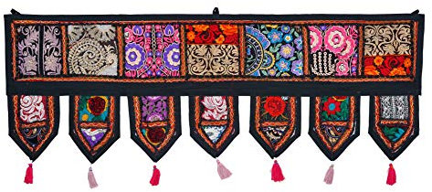 indische Baumwolle Tür Topper Volants Fenster Volants Wand aufhängen Boho Home Decor Hand bestickt Toran Hippie Wohnzimmer Decor