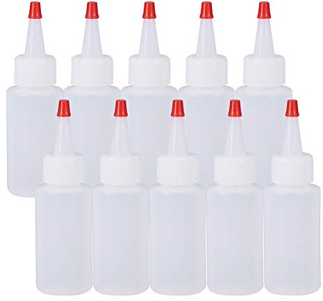 BENECREAT 20Pack 2 bouteilles en plastique de distribution de compression d'once avec des bouchons rouges d'embout - bon pour des metiers, art, colle, but universel