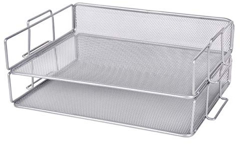 Exerz Briefablagen 2tlg/ Papiersortierer/Schreibtisch multifunktionaler Organiser/Dateihalter für Büro, Schule, Studie, 2-In-1-Schublade, Raumwunder (Silber)