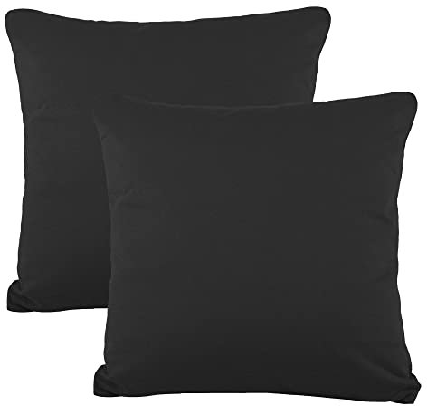 CelinaTex BeNature Kissenbezug Doppelpack 40 x 40 cm schwarz Baumwolle Dekokissen Bezug Jersey