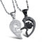 Stainless Steel His and Her Heart Lock Key Matching Puzzle Couples Pendant Necklace for Lovers Valentine's Day Engagement Gift (A Pair of Silver & Black)
