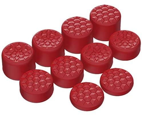 PlayVital Thumbstick Grip Kappen Stick Aufsätze Analogstick Schutzkappen für PS5,für PS4,für Xbox Series X&S,für Xbox One,für Xbox One X/S,für Switch Pro Controller(Diamantkorn & Rissbombe Design,Rot)