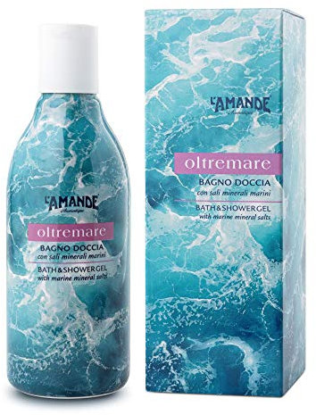 L'AMANDE - Frisch Damen Schaumbad mit Mineralsalzen und Meerwasser, Duschgel reinigendes und feuchtigkeitsspendendes Duschgel Körper mit beruhigender Wirkung, zartes und natürliches Schaumbad -