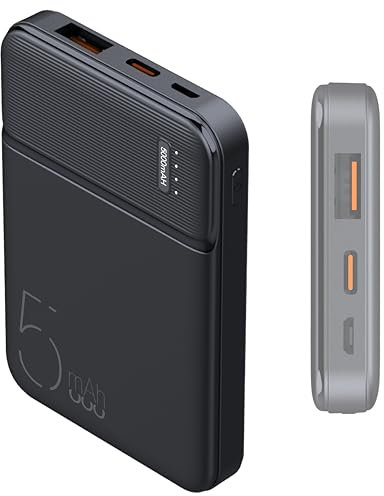 APM Batterie Externe, Power Bank 5000mAh, Charge Rapide, Batterie Portable Entrée USB-C, 1 Sortie USB, Charge Rapide, LED, Compatible avec iPhone 15 14 13 12 11 Samsung Xiaomi Huawei iPad, 572000