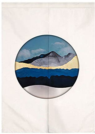Hiseng Japanischer Gardinen Noren Tür Vorhang, Leinen Partition Türvorhang Restaurant Home Schlafzimmer Vorhang Wand Tapisserie, für die Heimtextilien Raumteiler (Runde Ansichten,85x150cm)