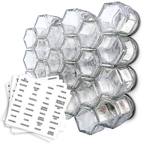Gneiss Spice Empty Magnetic Spice Jars | Create a Vertical Spice Rack on Fridge | Updated Lid (Set of 24 Small Jars)