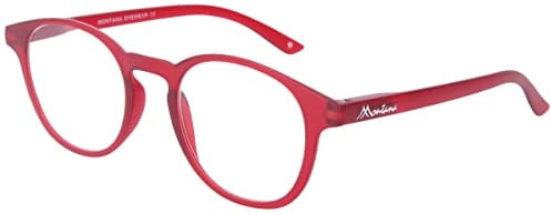 Montana Eyewear Extra flache Lesebrille MR52 aus Kunststoff mit Federscharnier und Etui in vers. Stärken und Farben Rot + 3,50 dpt