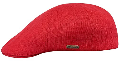 Sterkowski Rusty Duckbill Mütze | 100% Naturleinen Schiebermütze für Herren und Damen | Leichte Sommer Cabrio Flatcap Newsboy Gatsby Golf Cabrio Kappe Vintage Leichte Sonnen Schirm Rot 59