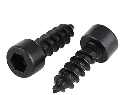 CONPHERON 8,8 Grad Kohlenstoffstahl Innensechskant Blechschrauben Holzschrauben Schwarz Innensechskant Zylinderschrauben M3.5×30mm, 50 Stück