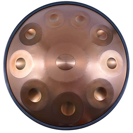 JTYX Handpan Drum 22 Zoll Schlaginstrument Handtrommel aus Stahl mit weicher Handpantasche, 2 Handpanschlägel, Handpanständer, fusselfreiem Tuch – 9/10/12 Noten (optional)