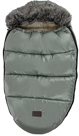 my junior® Lunar Fußsack | kuscheliger Fleece-Innenstoff | inkl. Gurtschlitze für Kinderwagen und Buggy mit 5-Punkt-Gurtsystem - Morningdew Green