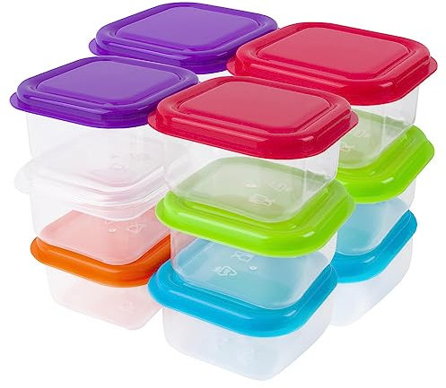 GWAWG 12 PCS Petits Récipients en Plastique avec Couvercles Pot Conservation Bébé 6 Couleurs pour Enfant Tout-Petit le Goûter la Sauce Repas Yaourt Crème Glacée Salade