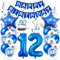 Daimay 12. Geburtstag Dekorationen Blau Geburtstagsdeko Mann Frauen Happy Birthday Banner Konfetti Luftballons Nummer Folienballons Stern Mylar Ballon Tortendeko für 12 Jahre Geburtstagsdeko