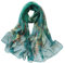 GWAWG Sommerschal Damen Dünn Chiffon Schal Leicht Pflaumenblüte Grün für Strand Alltag Party Bankett