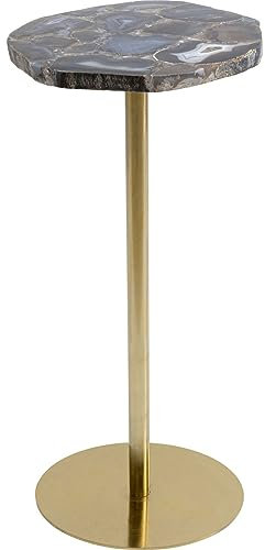 Kare Design Beistelltisch Agate, Gold, Runder Couchtisch, Kleiner Wohnzimmertisch, Sofatisch, Nachttisch, 25cm Durchmesser, Naturstein-Platte, Goldfarbener Metallfuß, Unikat, 60x25x25 cm (H/B/T)
