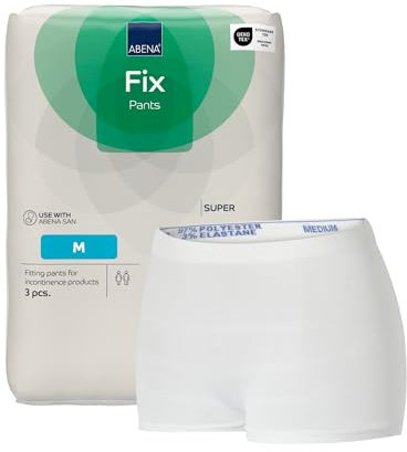 ABENA Fixierhosen Super 3er-Pack, Größe M, OEKO-TEX zertifizierte Fixierhosen für Wochenbett- oder Inkontinenzeinlagen. Nahtlos, atmungsaktiv und waschbar. Postpartale Unterhosen.