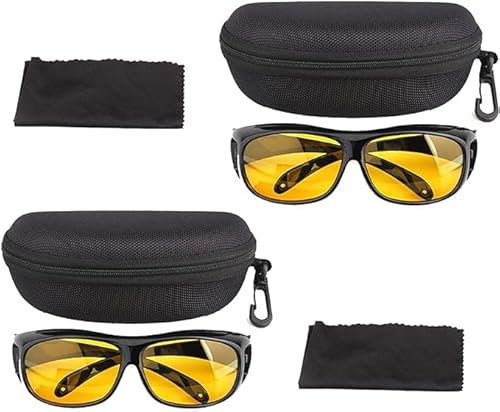 IFFANY Brille für Nachtfahrten, polarisierte Brille mit gelben Gläsern, Nachtsichtbrille, blendfrei, sicheres Fahren bei Nacht, Brille, Scheinwerferbrille für Nacht/Regen/Neblig