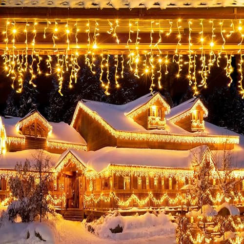 SVYHUOK Luces de Navidad Lagrimas Exterior, 5M 216 LED lluvia Cortina Luces Navidad Exterior, Impermeable Luces Cortina Navidad para Jardín, Balcón, Ventana, Canalón, Casa, Barandilla