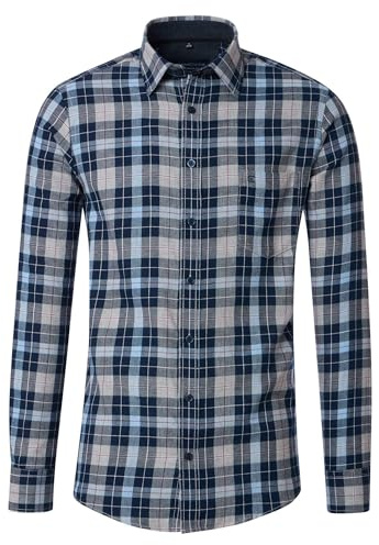 CASAMODA Flanellhemd Langarm kariert Comfort Fit Blau L