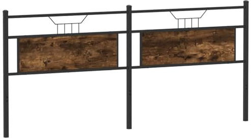 vidaXL Tête de lit chêne fumé 193 cm Bois d'ingénierie et Acier, Panneau de tête, tête de lit pour lit Double, tête de lit Double