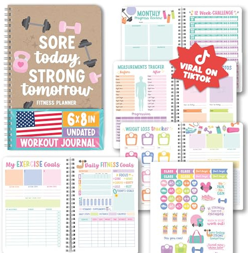 Fitness Journal for Women - Workout Journal for Women, Food and Fitness Journals, Undated Workout Log Book Planner, Exercise and Gym Journals, Exercise Planner Weight Loss Tracker